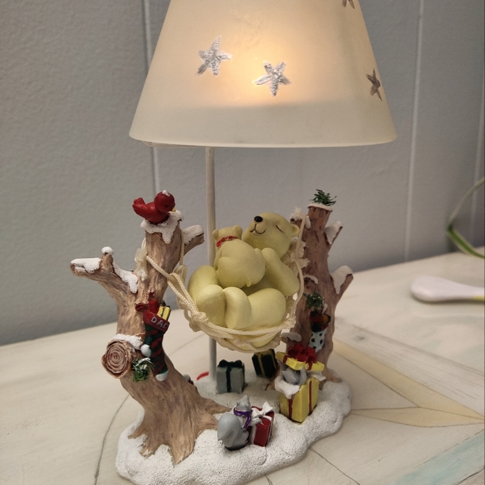 Vintage, porcelain  Christmas polar bears tea light